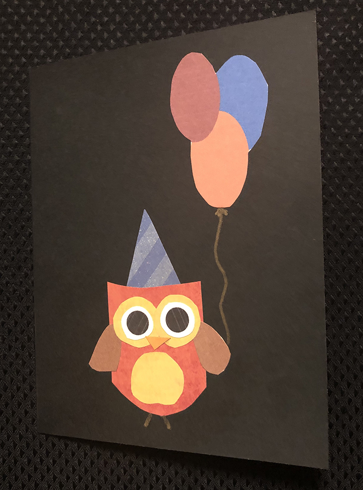 Owl Holding Balloons Card